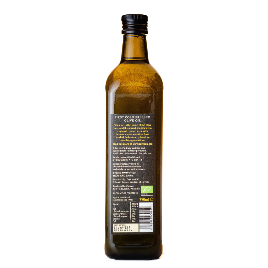 Zaytoun 750ml Organic Olive Oil from Palestine | Hiba Health Foods