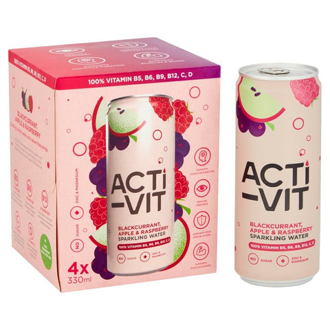 ACTI - VIT Blackcurrant, Apple & Raspberry, Sparkling Water - 4 x 330ml