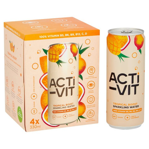 ACTI- VIT Tropical Boost Sparkling Water - 4 x 330ml