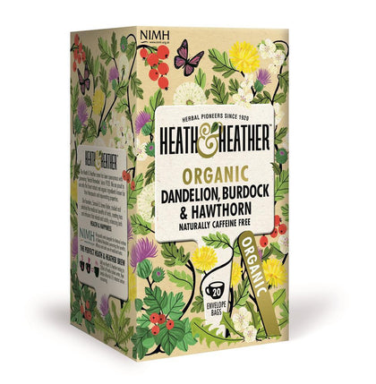 Heath and Heather Dandelion Burdock and Hawthorn Tea Hiba Health Foods